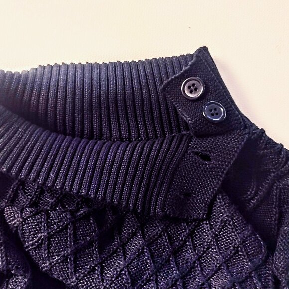 Men's Casual Button Mock-Neck Pullover Multi-Cable Sweater ~ Black (XL-2XL) NWT - Picture 6 of 13